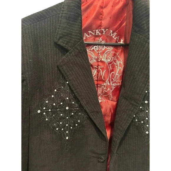 FRANKY MAX 90’s VTG  Black Two Corduroy Blazer Size Medium - Picture 6 of 7